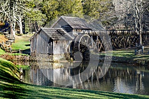 Early spring view of Mabry Mill on the Blue Ridge Parkway located in Southwestern Virginia